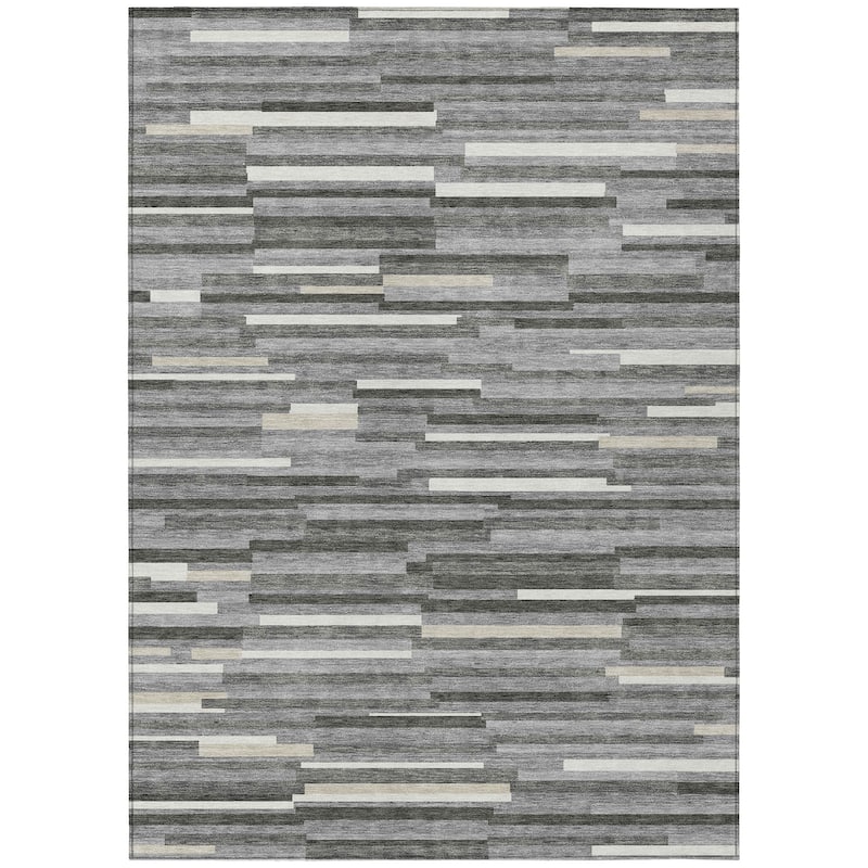 Machine Washable Indoor/ Outdoor Chantille Modern Stripes Rug