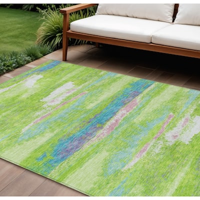 HomeRoots Abstract Transitional Rectangle Outdoor Rug
