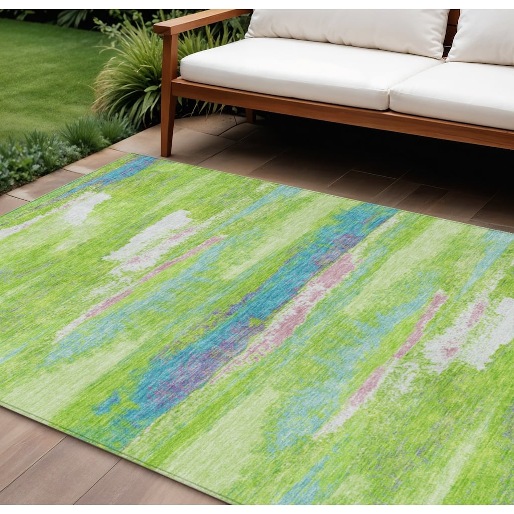 HomeRoots Abstract Transitional Rectangle Outdoor Rug