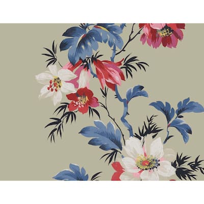 Seabrook Designs Flower Stripe Unpasted Wallpaper