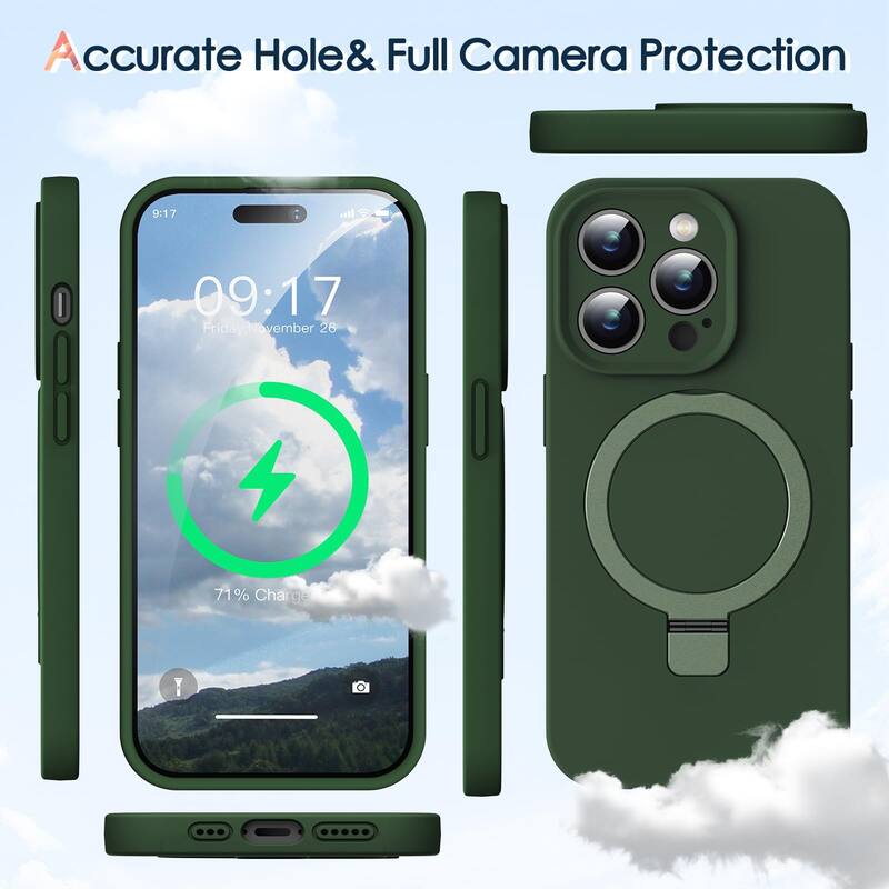 6.7" iPhone 14 Pro Max Case,Liquid Silicone, Moisturizing Factor,Extreme Soft Slim Phone Case with Stand,Compatible with MagSafe