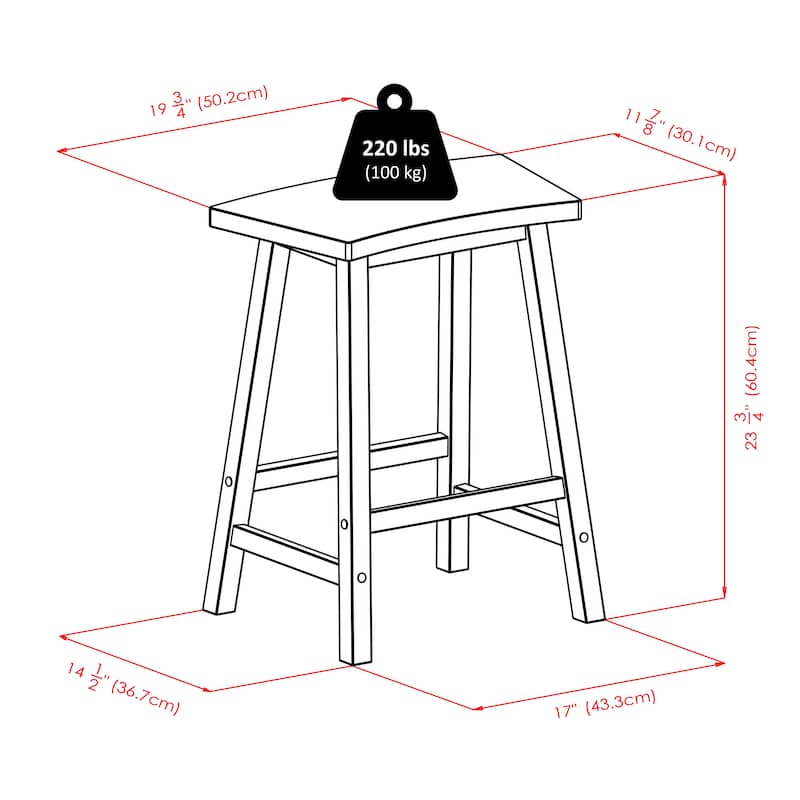 Katashi Fan Shape Counter Stool, Walnut - 23.7"H x 19.6"W x 14.4"D