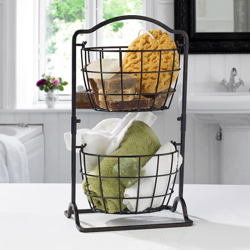 Mikasa Harbor 2-Tier Hanging Basket, Black