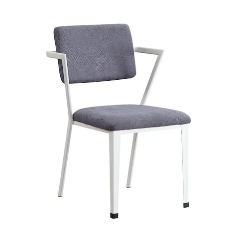 Q-Max 33"H Simple Stylish White Chair with Gray Fabric