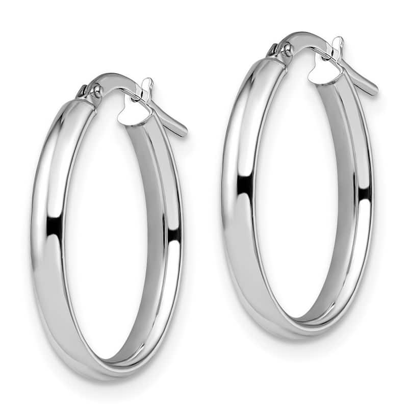 Curata 14k White Gold 22x3mm Polished Domed Oval Hoop Earrings