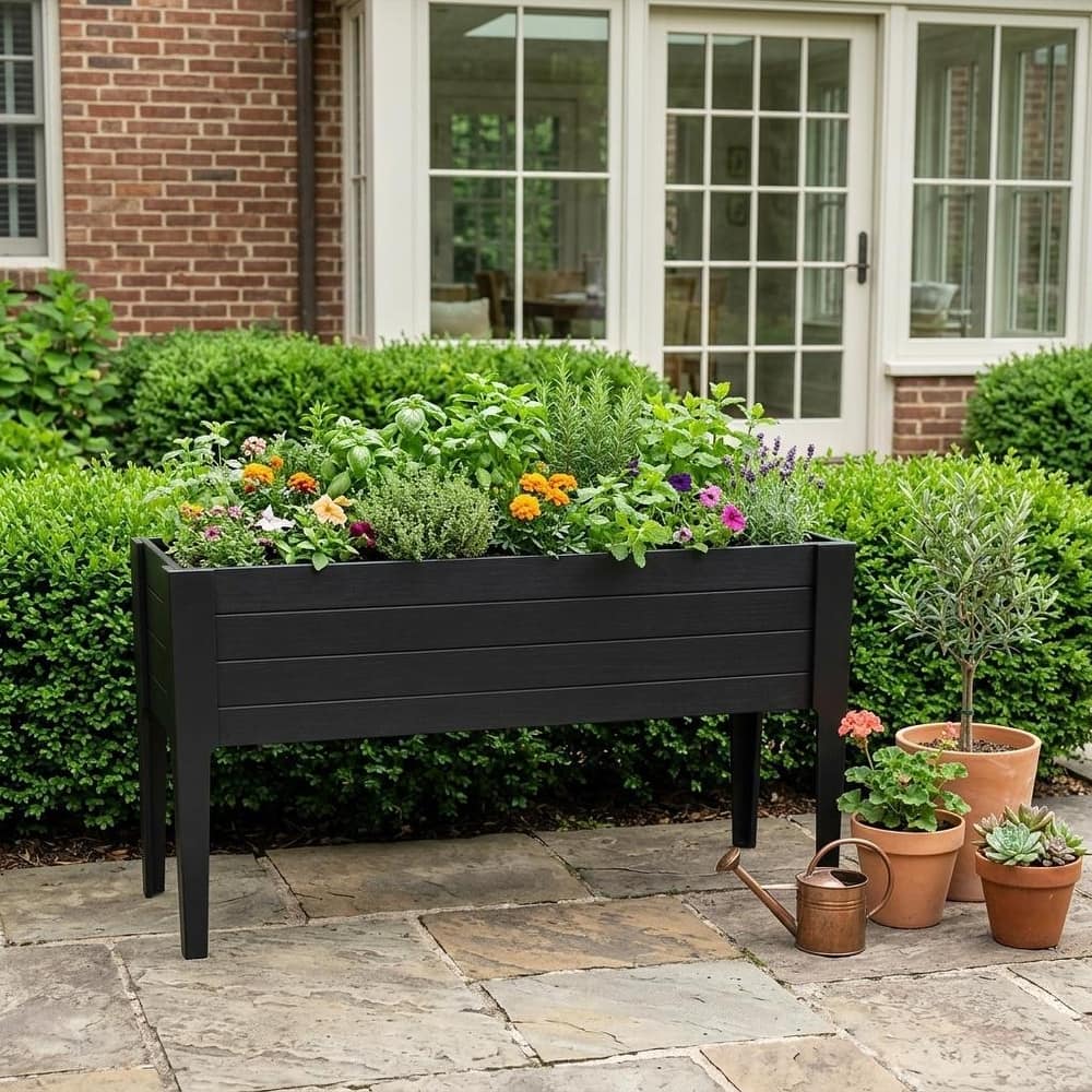 HomeRoots 30" X 72" Mahogany Heavy Duty Plastic Rectangular Raised Garden Bed