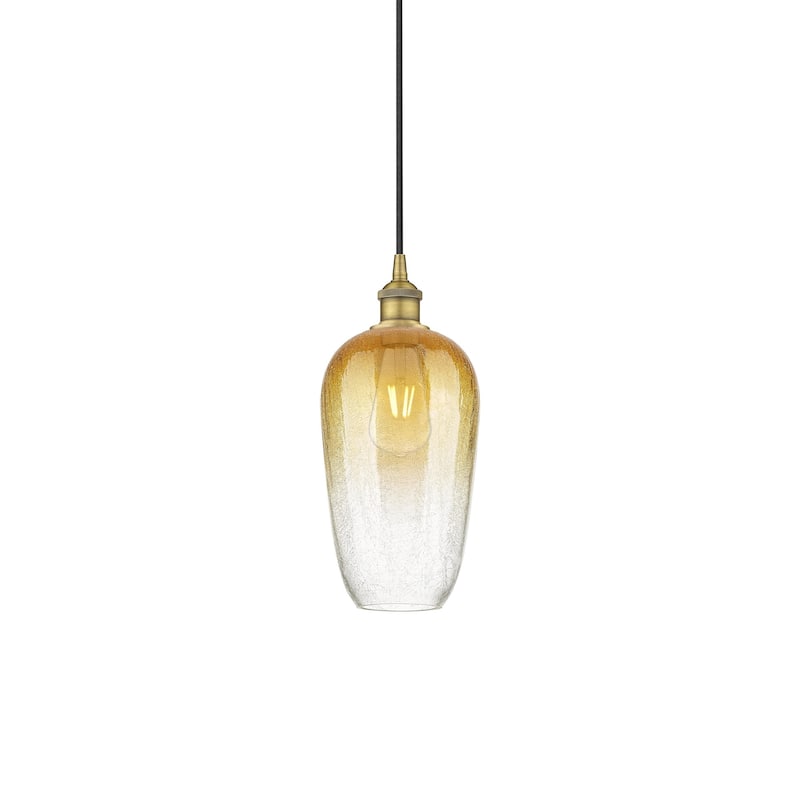 Innovations Lighting 616-1P-15-7 Brookhaven Flute Pendant Brookhaven - Brushed Brass / Amber