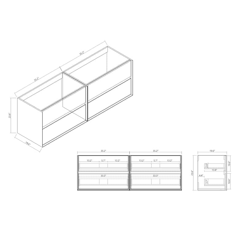 Selina 72" Wall Mounted Vanity with Double Sink - 72