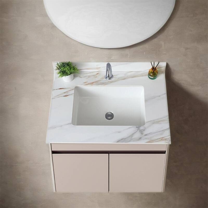 31" Bathroom Marble Undermount Vanity Top with 4" Height Backsplash