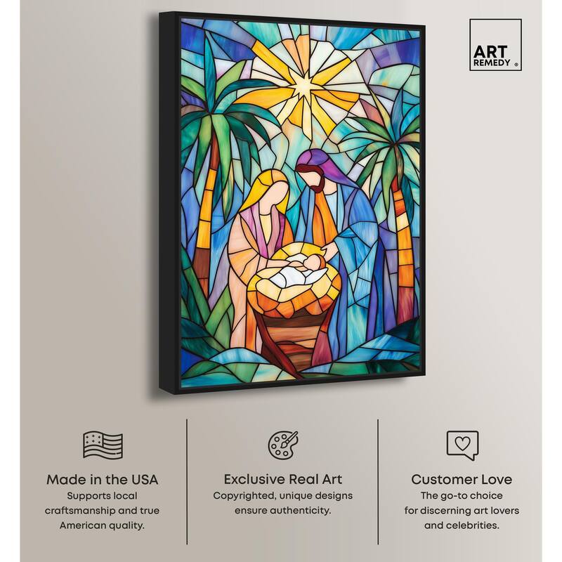 Holy Family Framed in Glass Canvas by Art Remedy