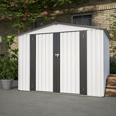 GDFStudio - Eleanor Spacious Outdoor All-Weather Metal Storage Shed with Secure Double Doors - 8 x 6 ft