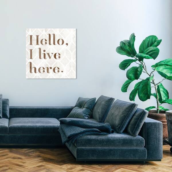 Wynwood Studio Hello I Live Here Typography And Quotes Wall Art Canvas Print Funny Quotes And Sayings Gold White Overstock 32478304