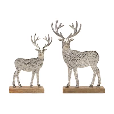 Deer Christmas Tabletop Decorations - 10.5" - Set of 2