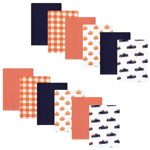 slide 1 of 1, Hudson Baby Infant Boy Cotton Flannel Burp Cloths Bundle, Pumpkin Truck, One Size - Pumpkin Truck - One Size One Size - Pumpkin Truck