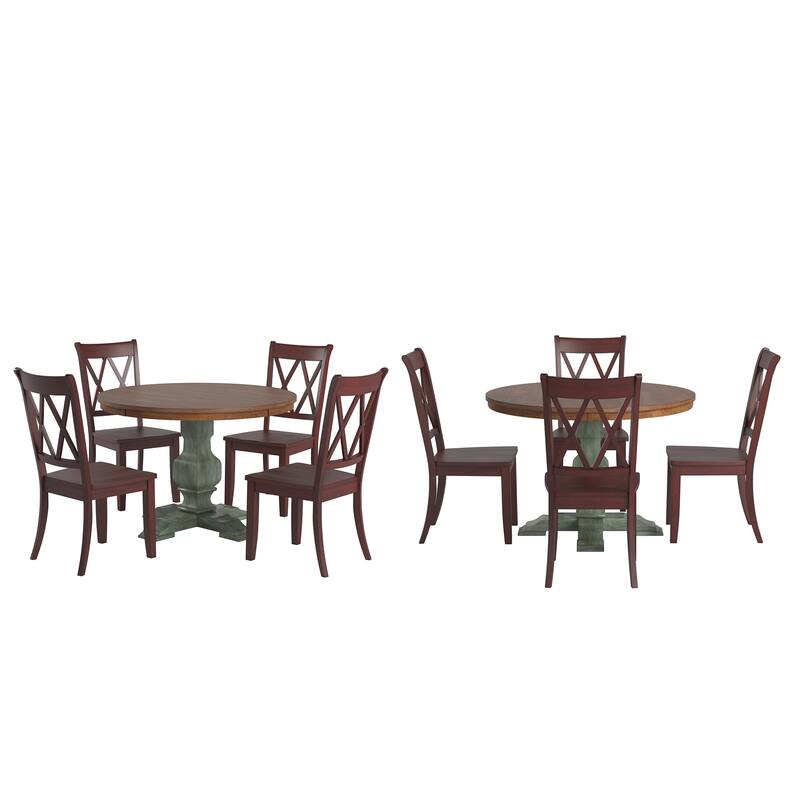 Ronda 45" Round Solid Wood Top Dining Set with X-Back Chairs