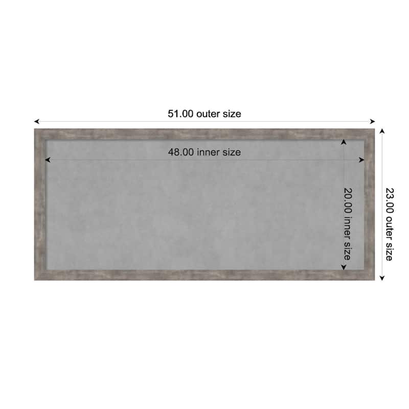 Amanti Art Marred Pewter Framed Magnetic Board - Board Size 48x20