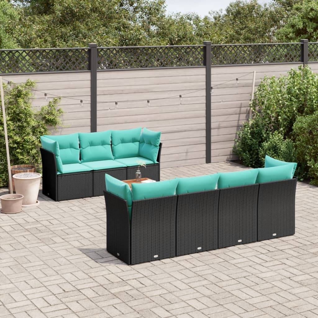vidaXL Patio Sofa Set with Cushions Outdoor Furniture 6 Piece Poly Rattan