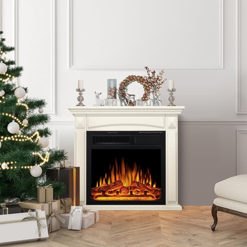 Electric Fireplace Mantel Wooden Surround Firebox