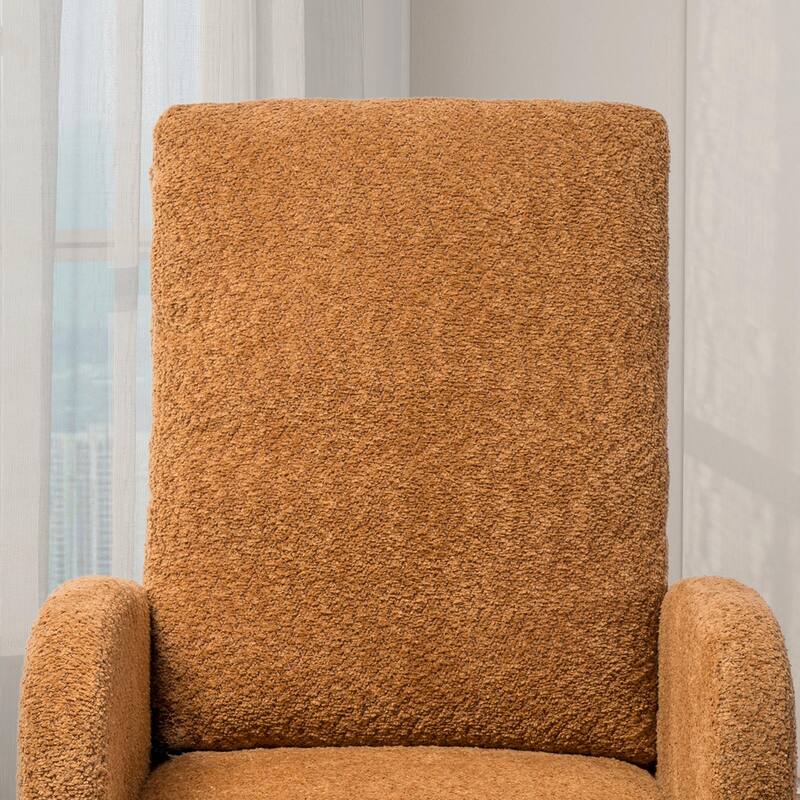 Nursery Rocking Chair, High Back Glider with Retractable Footrest, Side Pocket, Rubberwood Legs for Living Room, Bedroom