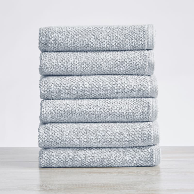 Luxurious Cotton Popcorn Textured Towel Set - Hand Towel (6-Pack) - Ice Blue