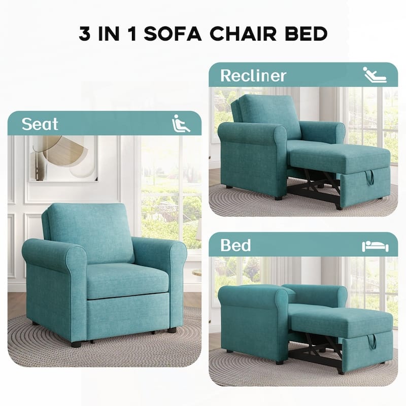Convertible Sleeper Chair Bed with Adjust Backrest Into a Sofa