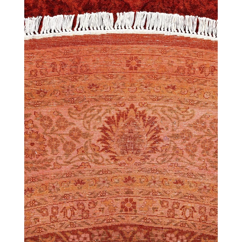 Fine Vibrance, One-of-a-Kind Hand-Knotted Area Rug - Orange, 8' 1" x 8' 1" - 8' 1" x 8' 1"