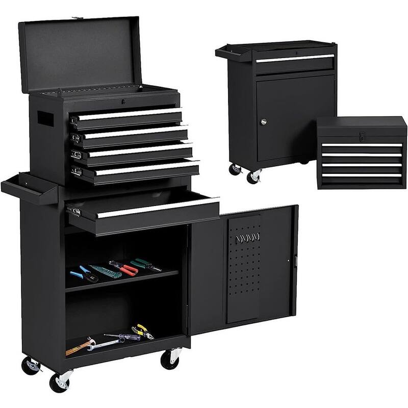 Rolling Tool Chest with Wheels Garage Storage Cabinet Tool Box - Black