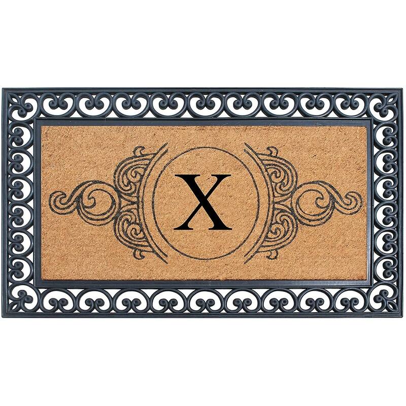 A1HC 30" x 48" Heavy-Duty Rubber & Coir Outdoor Doormat with Copper/Black Border – Large, Non-Slip Backing - X