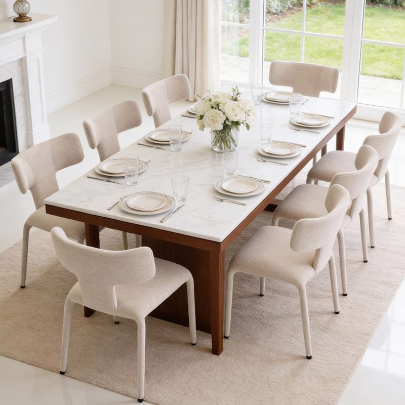 Modern Dining Chairs Set of 2, 18.9"Wx18.5"D Contemporary Fabric Side Chairs