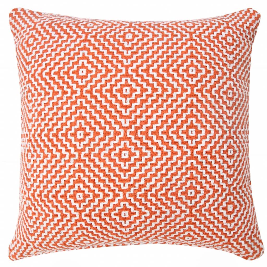 HomeRoots 20" X 20" Orange And White 100% Cotton Geometric Zippered Pillow