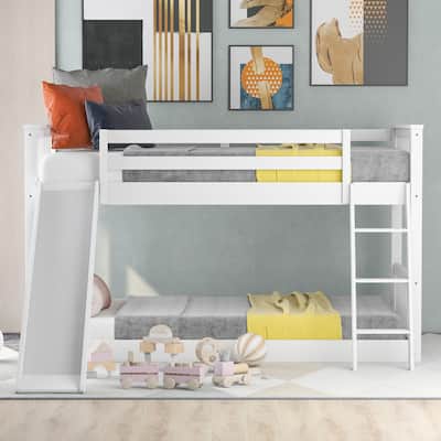 Twin over Twin Bunk Bed with Convertible Slide and Ladder