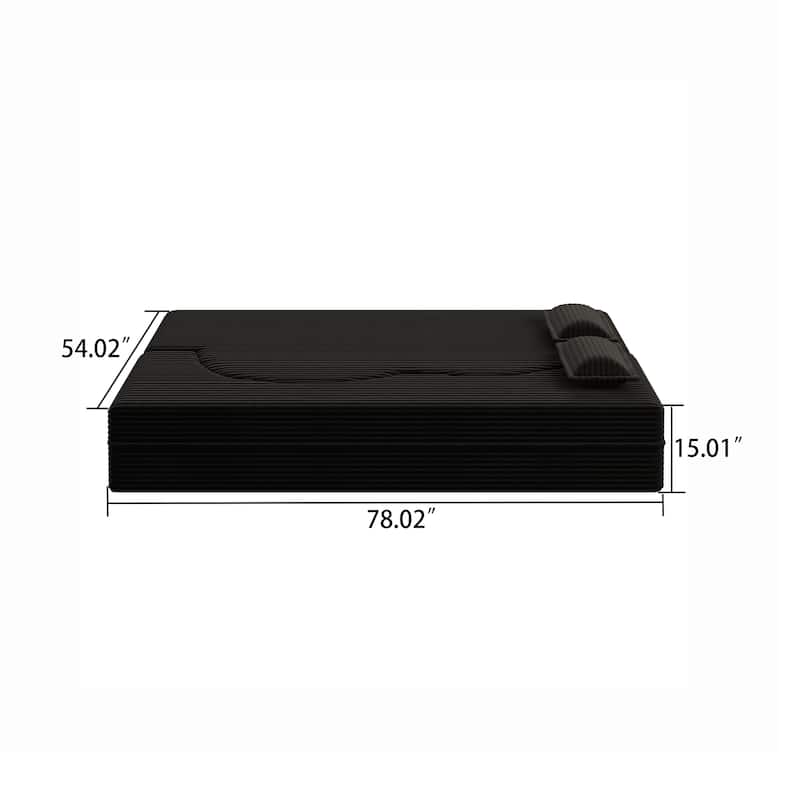 Modern Minimalist Compressed Upholstered Convertible Two-Seater Sofa Bed with 2 Pillows