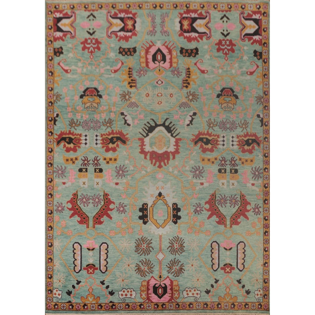 Light Green Heriz-Serapi Oriental Area Rug Handmade Wool Carpet - 8'11"x 11'9"