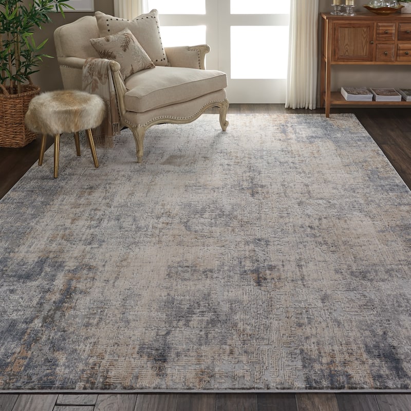 Rustic Textures Distressed Contemporary Abstract Area Rug - 7'10" x 10'6" - Grey - Runner/Rectangle