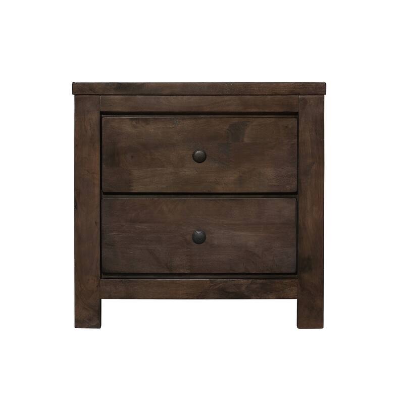 Modern Rustic Brown 2-Drawer Nightstand with Safety Hardware