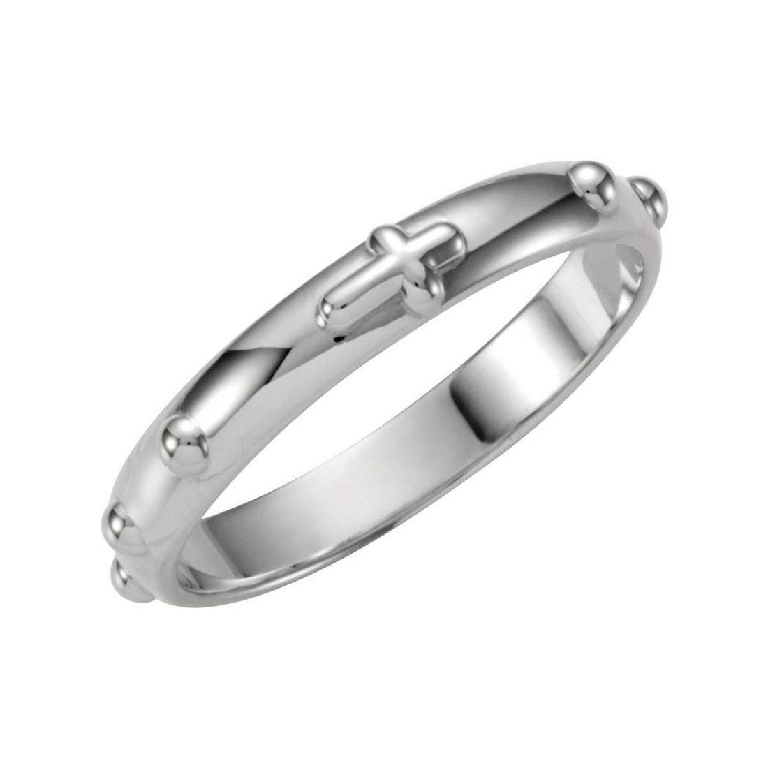 Curata Sterling Silver 4mm Rosary Eternity Band Ring - White