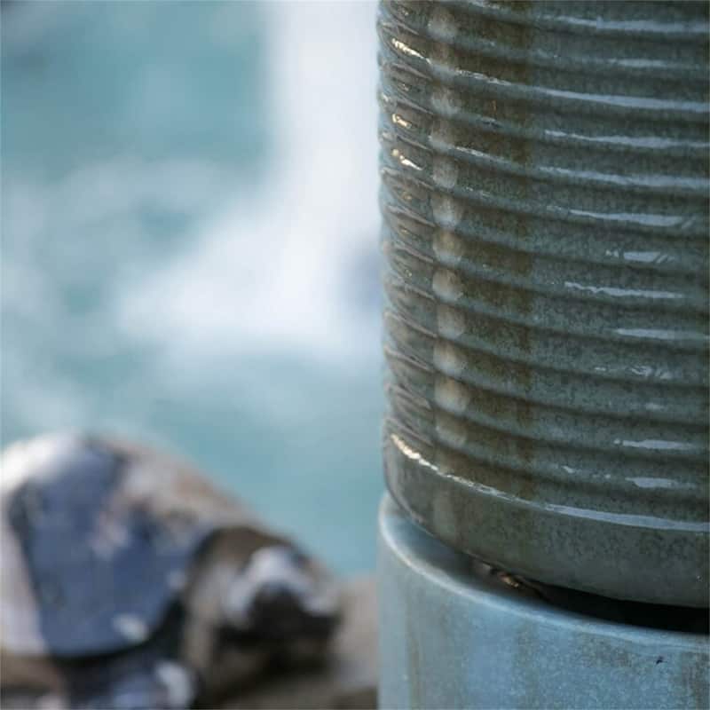 Large Round Ribbed Tower Water Fountain