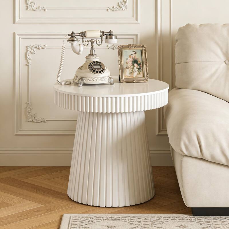 31.5 Inches Round Side Table, Modern Accent End Table, Small Dining Table, Nightstand & Bedside Table for Living Room, Bedroom