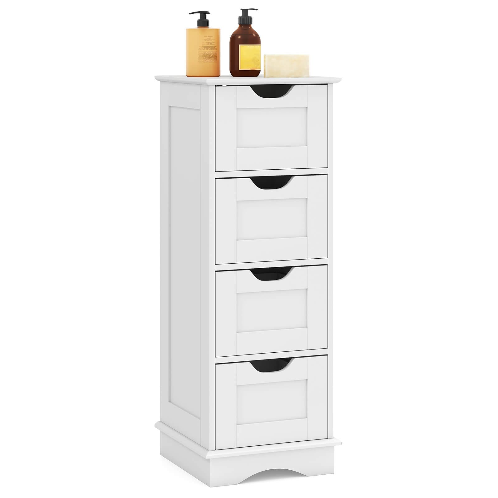 Costway Bathroom Storage Cabinet with 4 Drawers Cut-out Handles - See Details