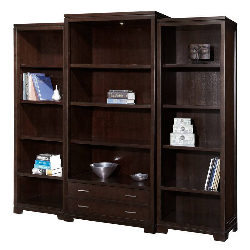 Hekman Solid Wood Mocha Ash Bookshelf with Drawer (Middle Section)