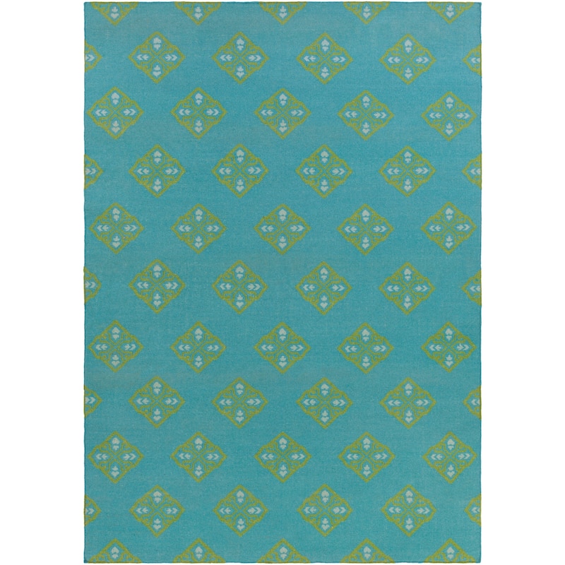Flatweave Raphael Wool Area Rug - Blue/Yellow - 8' x 11'