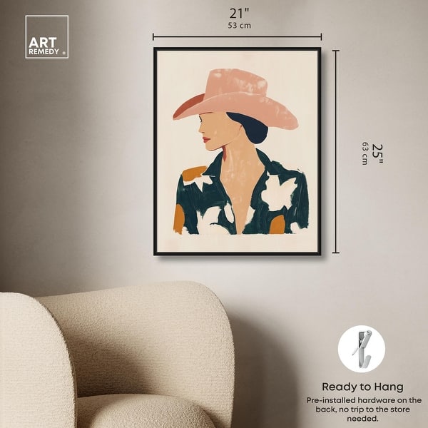 dimension image slide 18 of 20, Woman in the Pink Hat Canvas by Art Remedy