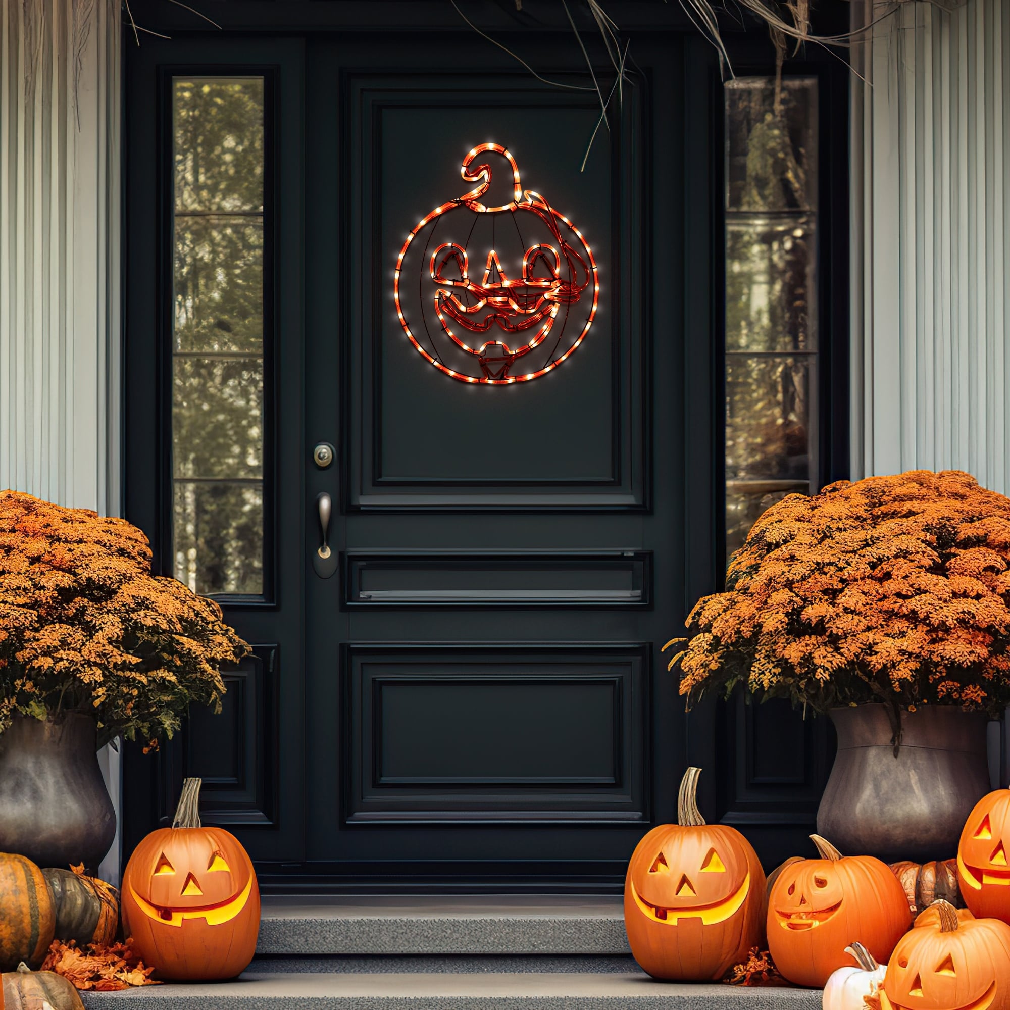 18" Pumpkin 4 Function Controller Window Silhouette Halloween Decor