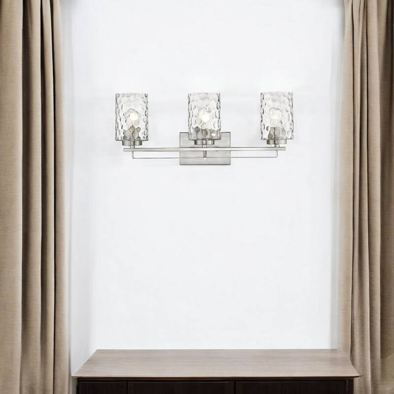 120 Voltage Transitional Flush Mount Vanity Light with Clear Glass Shade and Dimmable Hardwired Fixture