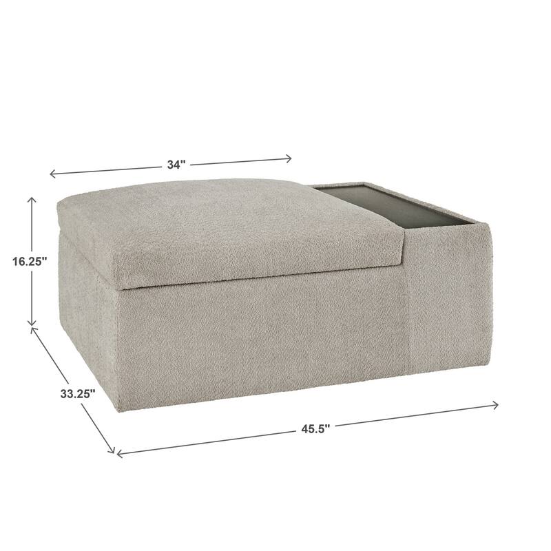 Sebastopol Boucle Fabric Storage Ottoman With Table and Casters by iNSPIRE Q Modern