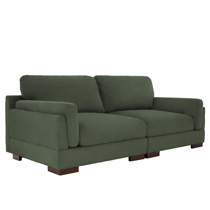 Modern 2 Seater Corduroy Arm Loveseat Sofa