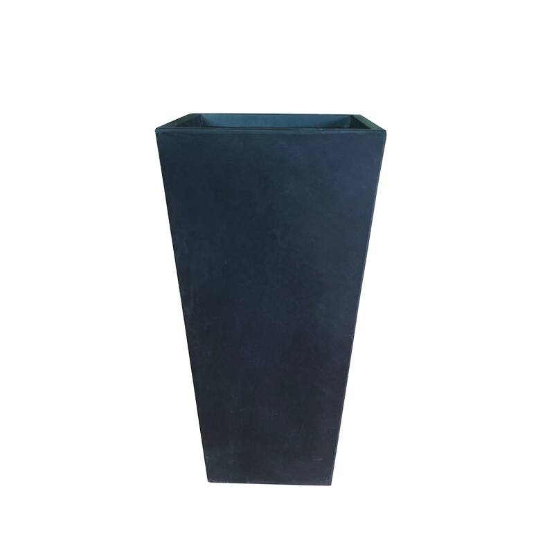 Roakken Black Lightweight Concrete Tapered Rectangle Planter by Havenside Home - Burnished Black