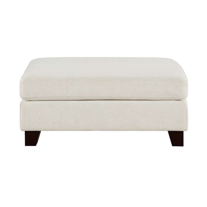 Julian 40.5" Textured Fabric Ottoman - Brown Finish Solid Wood Legs