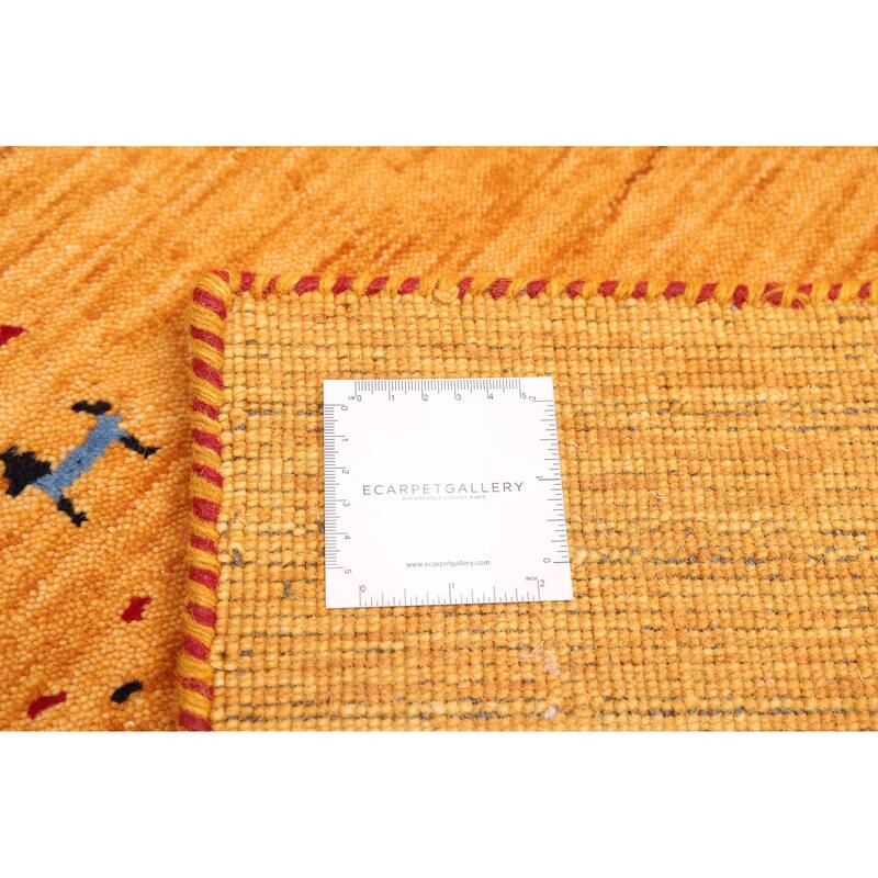 ECARPETGALLERY Hand Loomed Kashkuli Gabbeh Light Orange Wool Rug - 5'1 x 8'2