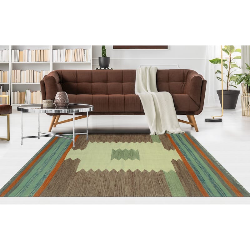 Winchester Flatweave Ulmar Ivory/Brown Rug - 4'11" x 6'7"